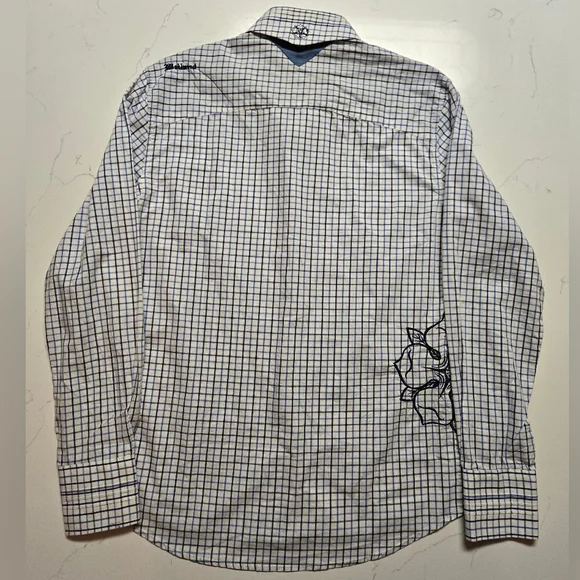 English Laundry Christopher Wicks Embroidered Button Shirt Men Size M Flip Cuff